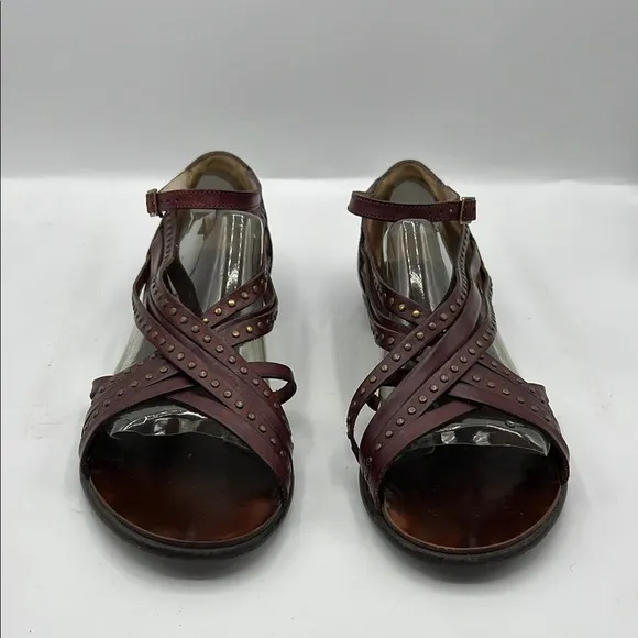Robert Clergerie Sz 10 Brown Leather Sandals with Ankle Strap