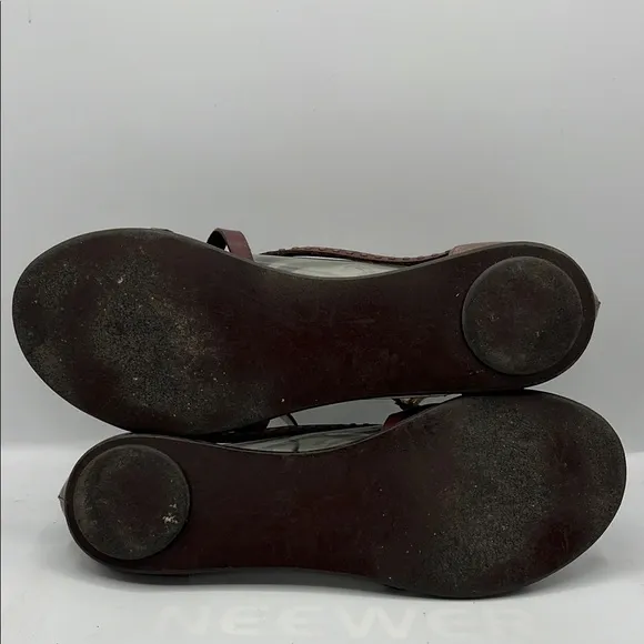 Robert Clergerie Sz 10 Brown Leather Sandals with Ankle Strap