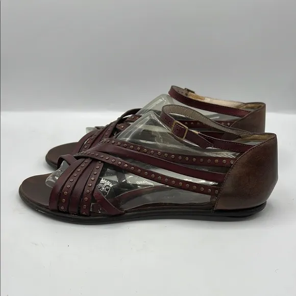 Robert Clergerie Sz 10 Brown Leather Sandals with Ankle Strap
