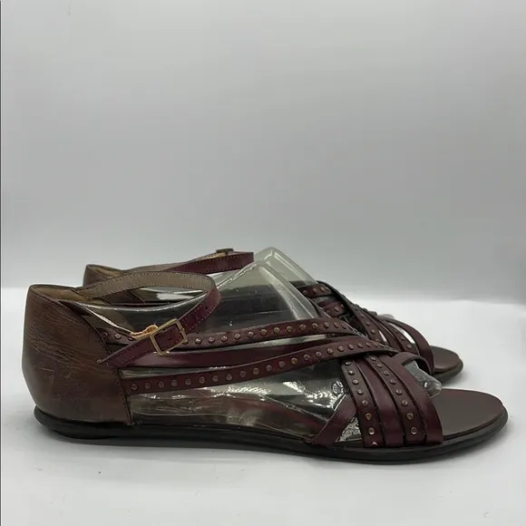 Robert Clergerie Sz 10 Brown Leather Sandals with Ankle Strap