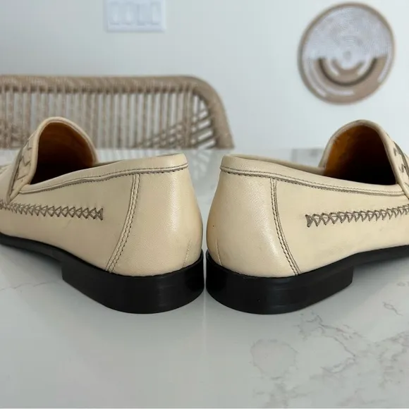 Robert Zur Woven Loafer Flats Shoew Leather Neutral Cream Beige Women’s Size 10