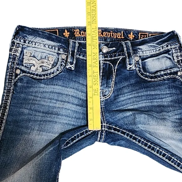 ROCK REVIVAL Jeans Women's 27 Straight Leg Distressed Embellished Bling Y2K