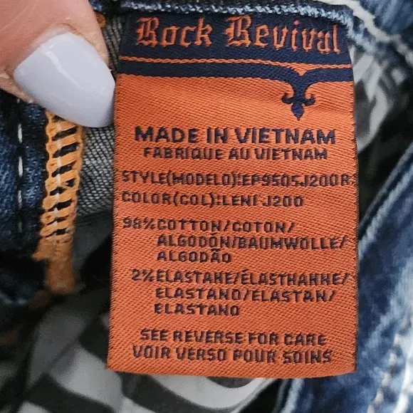 ROCK REVIVAL Jeans Women's 27 Straight Leg Distressed Embellished Bling Y2K