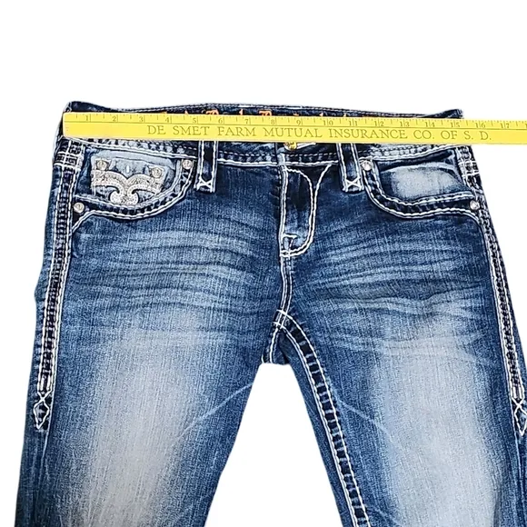 ROCK REVIVAL Jeans Women's 27 Straight Leg Distressed Embellished Bling Y2K
