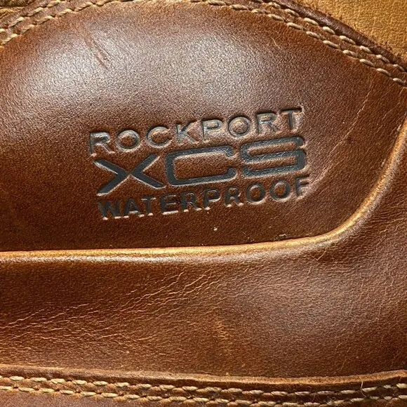 Rockport Mens Size 12 Boots Brown Leather Waterproof Hydro Shield Ankle EU 46.5
