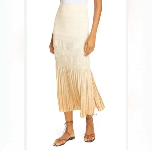 Rodebjer Plisse Joan Skirt Amber Ombre  Sz S NWOT
