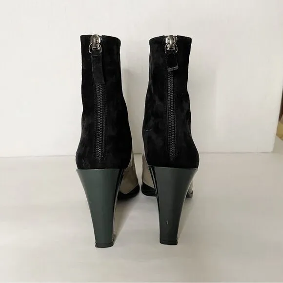 Roger Vivier Leather suede heeled Ankle Boots Colorblock 34.5 made in Italy