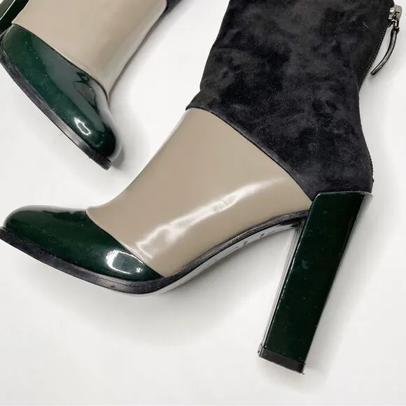 Roger Vivier Leather suede heeled Ankle Boots Colorblock 34.5 made in Italy