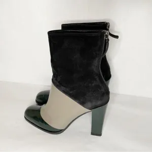 Roger Vivier Leather suede heeled Ankle Boots Colorblock 34.5 made in Italy