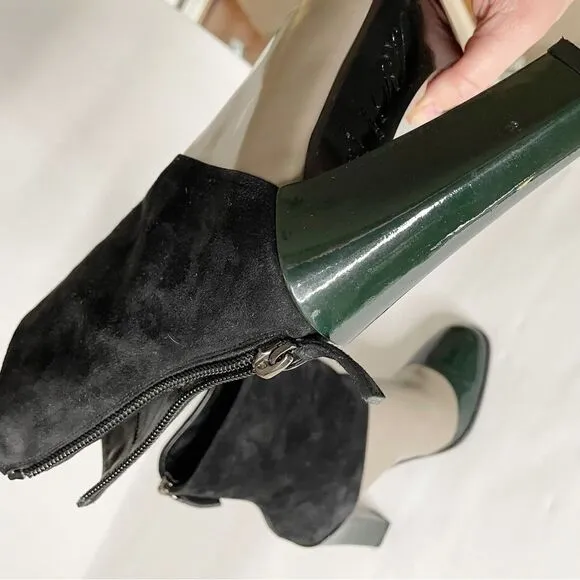 Roger Vivier Leather suede heeled Ankle Boots Colorblock 34.5 made in Italy