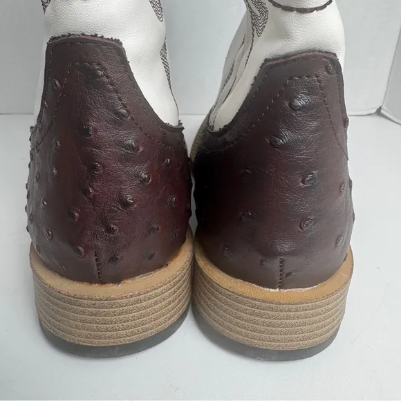 Roper Bumps Ostrich Square Toe Cowboy  Mens Brown White Casual Boots Size 8.5