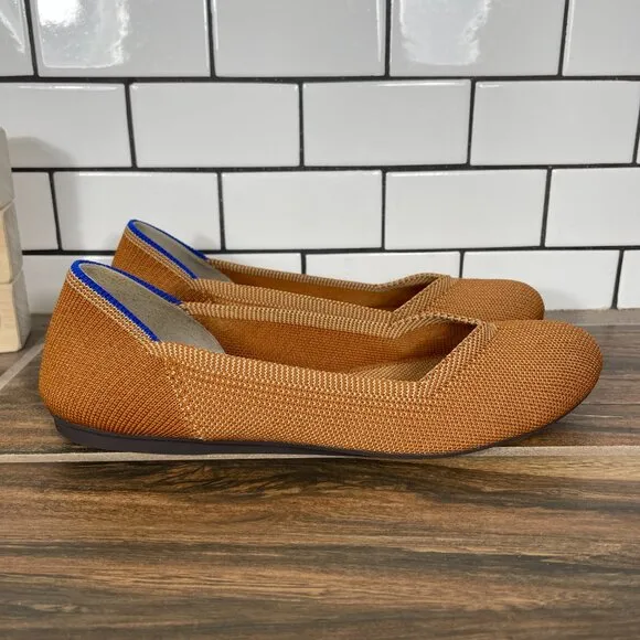 Rothys The Flat Womens Size 6.5 Shoes Orange Slip On Lightweight Ballet Flats