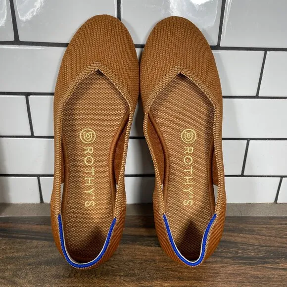 Rothys The Flat Womens Size 6.5 Shoes Orange Slip On Lightweight Ballet Flats