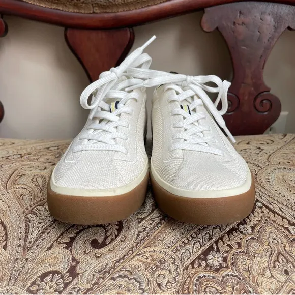 Rothy’s The Lace Up Sneakers Cream Eggshell White Comfortable Shoes Size 7