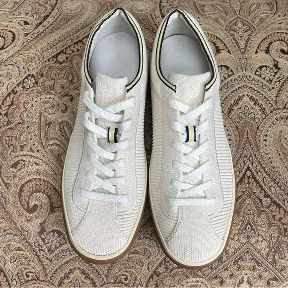 Rothy’s The Lace Up Sneakers Cream Eggshell White Comfortable Shoes Size 7