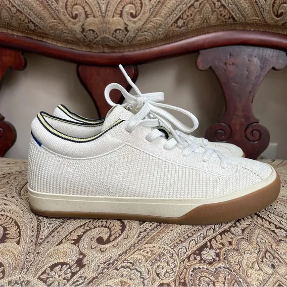Rothy’s The Lace Up Sneakers Cream Eggshell White Comfortable Shoes Size 7