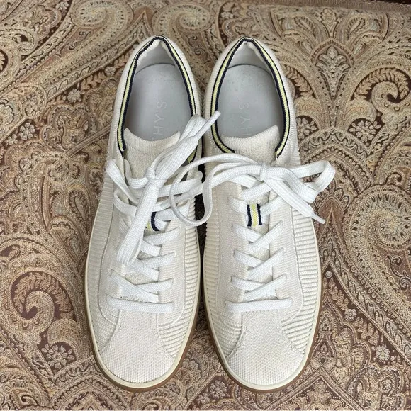 Rothy’s The Lace Up Sneakers Cream Eggshell White Comfortable Shoes Size 7
