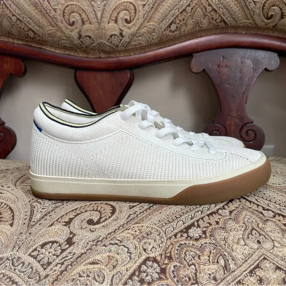 Rothy’s The Lace Up Sneakers Cream Eggshell White Comfortable Shoes Size 7