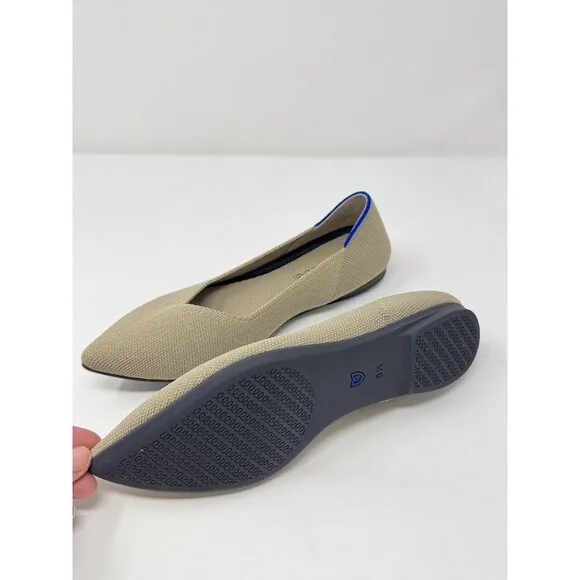Rothys Women Sandals Light Pewter Point II Flats Knitted Slip On Casual Size 6.5