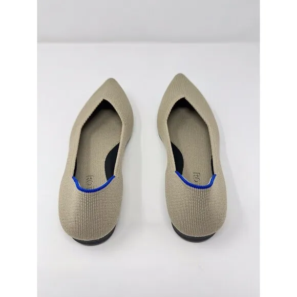 Rothys Women Sandals Light Pewter Point II Flats Knitted Slip On Casual Size 6.5