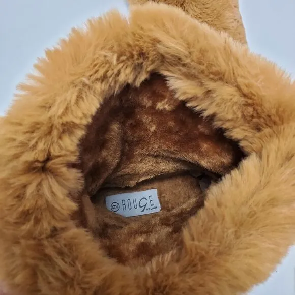 Rouge Helium Fluffy Fury All Fur Winter Cozy Warm Boots Size 9 Tan