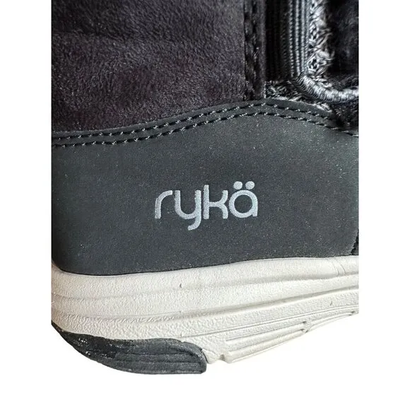 Ryka Aubonne Boots Womens 6 Water Repellant Faux Leather Warm Faux Fur Bungee