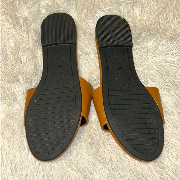 Saint Laurent Tan Sandals with Gold Logo