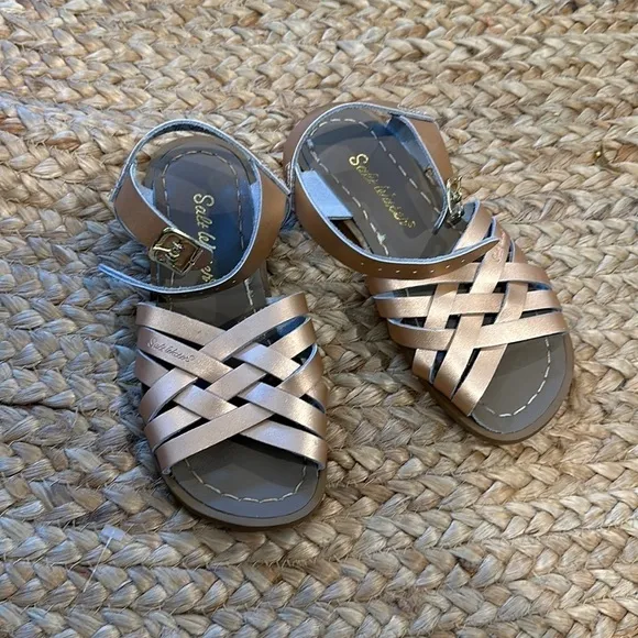SALT-WATER The Retro Waterproof Leather Sandals | Pink Gold 12 Brand new