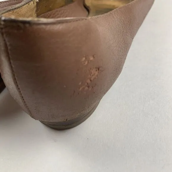 Salvatore‎ Ferragamo Ballet Flats Women 9 Brown Leather Leaf Applique Shoes