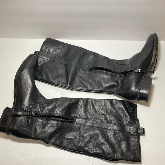 Sam Edelman &quot;Prina” Studded Soft Black Leather Knee High Riding Boots size 11