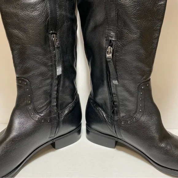 Sam Edelman &quot;Prina” Studded Soft Black Leather Knee High Riding Boots size 11