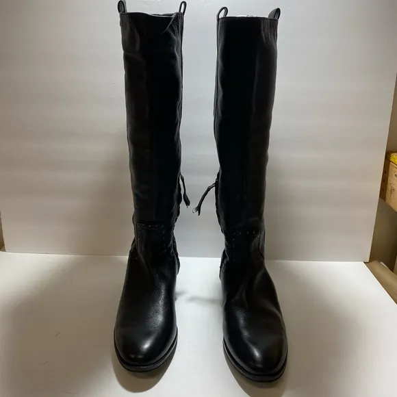 Sam Edelman &quot;Prina” Studded Soft Black Leather Knee High Riding Boots size 11