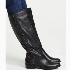 Sam Edelman &quot;Prina” Studded Soft Black Leather Knee High Riding Boots size 11