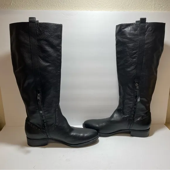 Sam Edelman &quot;Prina” Studded Soft Black Leather Knee High Riding Boots size 11