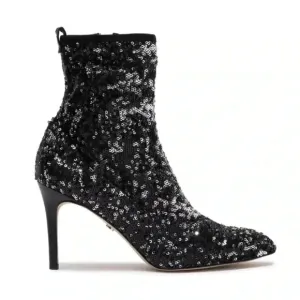 Sam Edelman Black Olson Galaxy Sequin Stiletto Sock Bootie Size 9.5 Sparkle