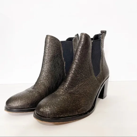 Sam Edelman Bronze Metallic Leather Block Heeled Chelsea Justin Boots 7 US