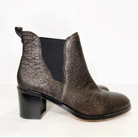 Sam Edelman Bronze Metallic Leather Block Heeled Chelsea Justin Boots 7 US