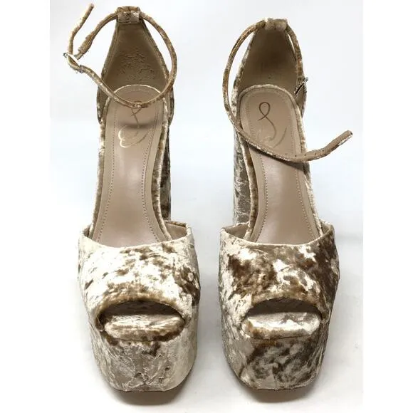 Sam Edelman Kori Women's Size 6M Prosecco Brown Velour Platform Sandal Heels