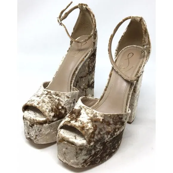 Sam Edelman Kori Women's Size 6M Prosecco Brown Velour Platform Sandal Heels