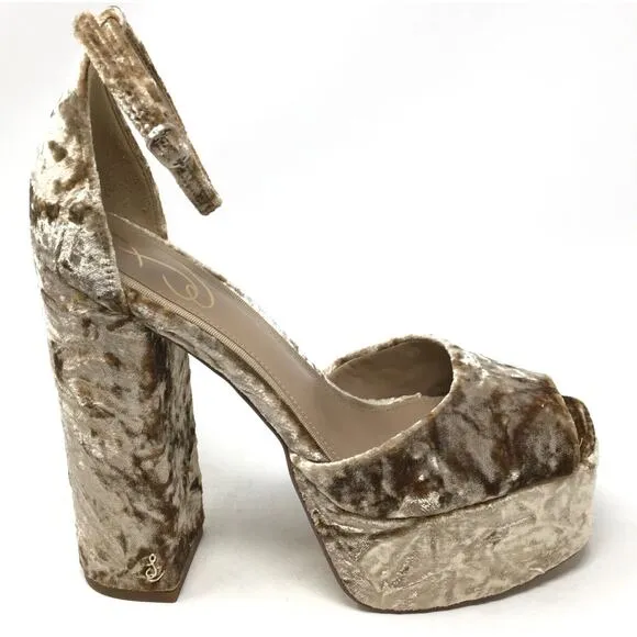 Sam Edelman Kori Women's Size 6M Prosecco Brown Velour Platform Sandal Heels