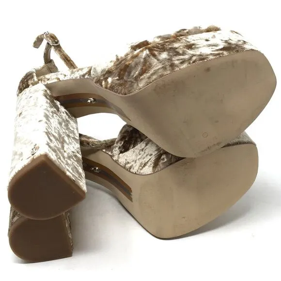 Sam Edelman Kori Women's Size 6M Prosecco Brown Velour Platform Sandal Heels