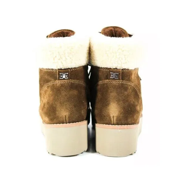 SAM EDELMAN Suede Franc Ankle Shearling Warm Boots Toffee Brown 5.5 Medium NWT