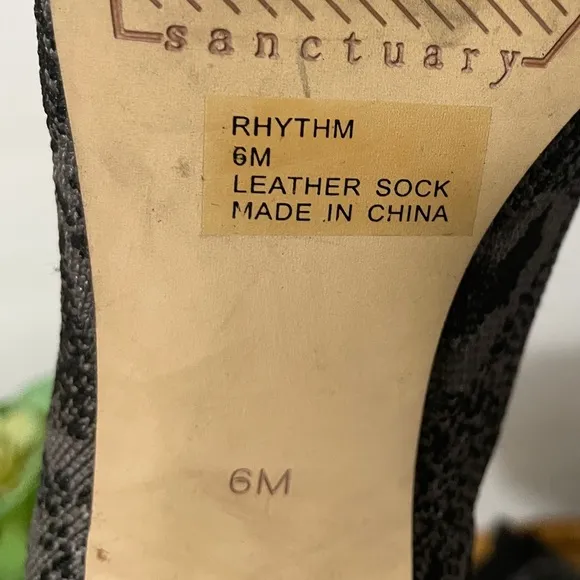 Sanctuary Rhythm Snakeskin Print Sock Bootie Round Block Heel Ankle Boot Size 6