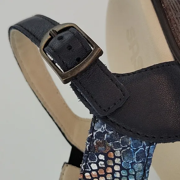 SAS Heather Quarter Strap Wedge Sandal Navy Size 8.5W