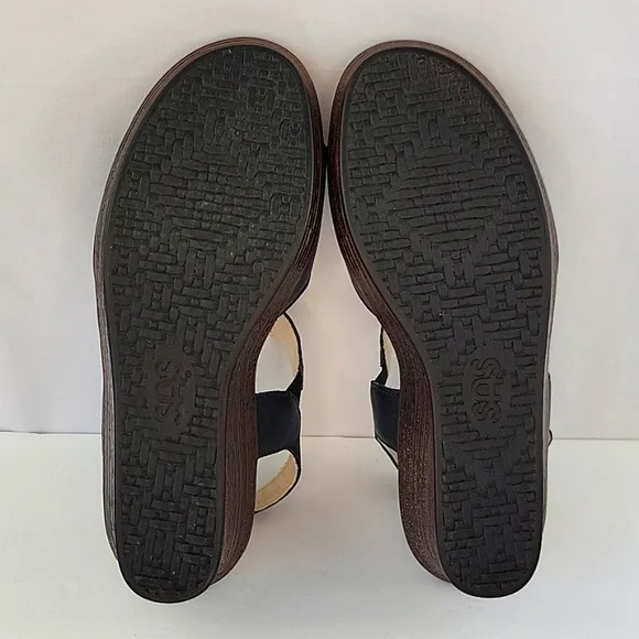 SAS Heather Quarter Strap Wedge Sandal Navy Size 8.5W