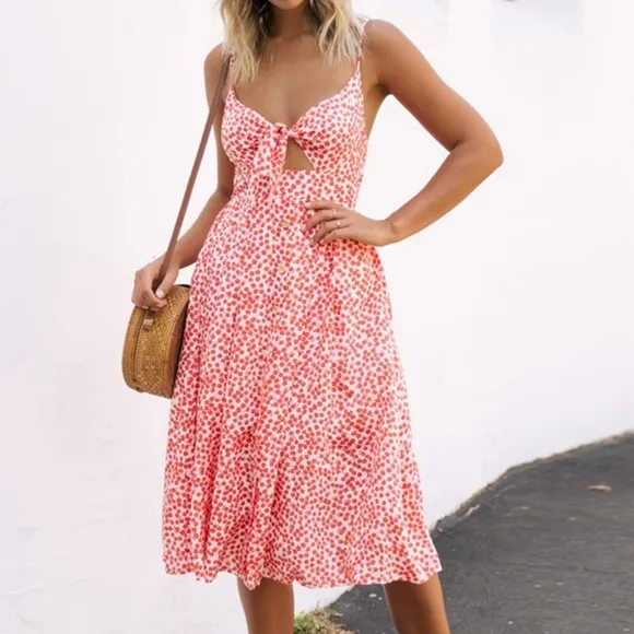 Sassy Sweetheart Smock Dress - Red Orange