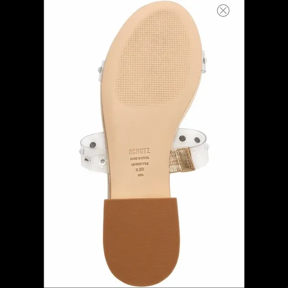 SCHUTZ “ARIELLE” GOLD &amp; CLEAR SLIDE SANDALS🆕