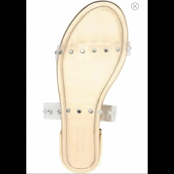SCHUTZ “ARIELLE” GOLD &amp; CLEAR SLIDE SANDALS🆕