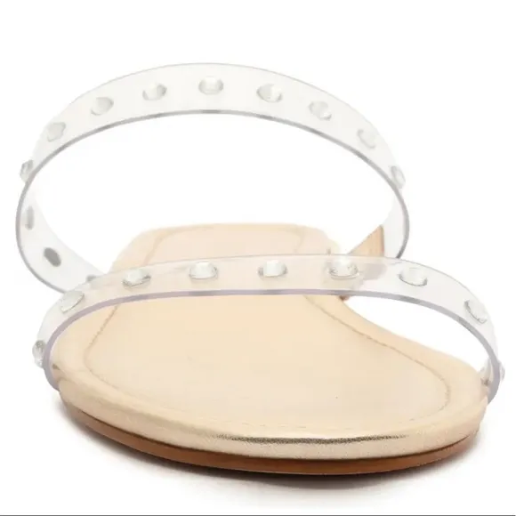 SCHUTZ “ARIELLE” GOLD &amp; CLEAR SLIDE SANDALS🆕