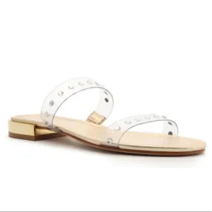 SCHUTZ “ARIELLE” GOLD &amp; CLEAR SLIDE SANDALS🆕